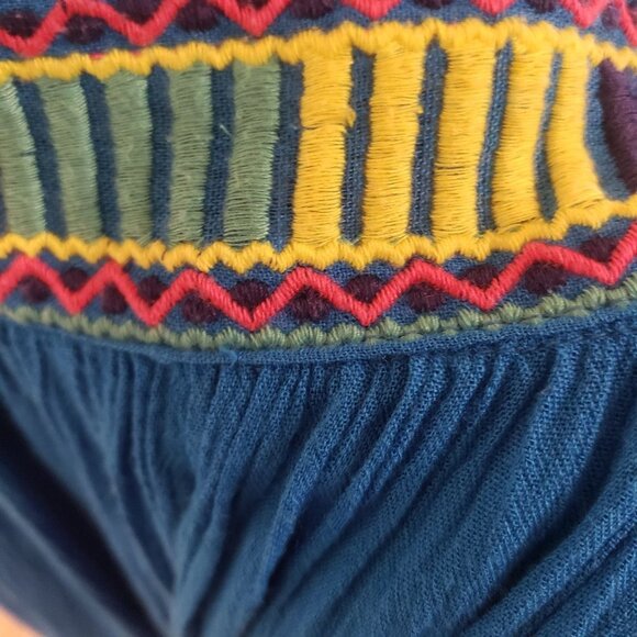 Fun and Flirt Maxi skirt Size Small Medium turquoise embroidered waist trim - Picture 4 of 8